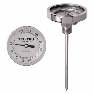 TEL-TRU Dial Thermometer: 0°F to 250°F /-20°C to 120°C, +/- 1% Accuracy - General Purpose Dial Pocket Thermometers