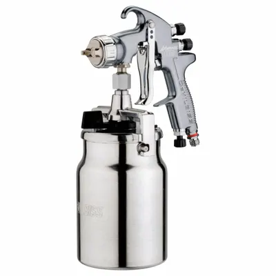 DEVILBISS Spray Gun Kit: 8 in, 1/4 in Air Inlet Size, Dyes/Glazes/Lacquers/Paints/Stains - Conventional Spray Guns