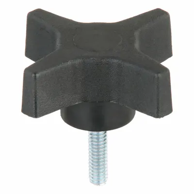 INNOVATIVE COMPONENTS Hand Knob: 4 Point, Plastic w/ Steel Thread, 1/4"-20 Thread - 4-Arm Knobs with Threaded Stud