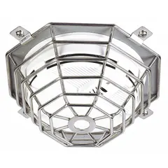 This stainless steel guard is designed for indoor wall-mount installation to protect smoke detectors from vandalism and accidental damage. It features a flush mount style and includes mounting hardware. The guard has a silver finish and an overall depth of 7 inches.