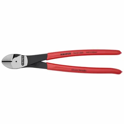 KNIPEX High Leverage Diagonal Cutting Plier: Std, Angled, Oval, 1 in Jaw Lg, 1 1/8 in Jaw Wd - Standard-Cut Diagonal-Cutting Pliers