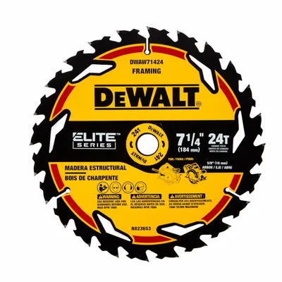 DEWALT Circular Saw Blade: 7 1/4 in Blade Dia., 24 Teeth, 0.07 in Cut Wd, 5/8 in Arbor Size - Wood-Cutting Blades
