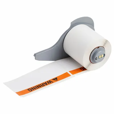 BRADY Pre-Cut Label Stock Roll: Warning, 1 29/32 in x 4 in, 4 in x 1 29/32 in - Brady Warning Precut Label Rolls
