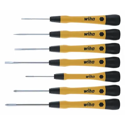 WIHA ESD Safe Screwdriver Set: 1-10 Pieces, 7 Pieces, Phillips/Slotted Tip - ESD-Safe Precision Screwdriver Sets