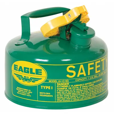 EAGLE Type I Safety Can: For Use With Oil, 1 gal Capacity, Powder Coated Steel - Oil Safety Cans