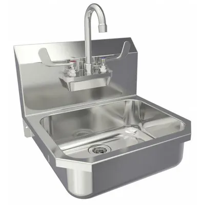 SANI-LAV Sink: 1 Stations, 5 in Bowl Dp, 14 in Bowl Lg, 11 in Bowl Wd, Faucet Included - One-Station Wall-Mounted Hand Sinks with Faucets