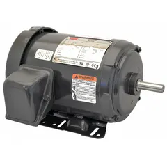 Totally enclosed fan-cooled 3-phase AC motor with rigid base mount. Delivers 3/4 hp at 1155 RPM on 208-230/460V AC, drawing 2.4-2.2/1.1 A full load. Suitable for powering pumps, fans, conveyors, and compressors in clean, dry industrial environments.