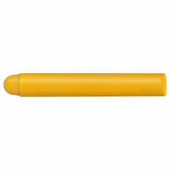 This wax lumber crayon features a 17 mm tip width and firm consistency for bold marks on wood, lumber, and rough surfaces. The gold-colored crayon is rated for use in temperatures between 70°F and 100°F, making it suitable for marking construction materials, pallets, and timber in industrial environments.