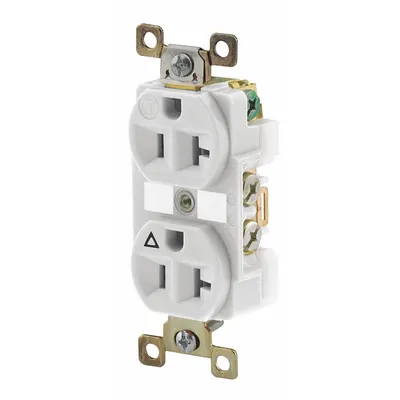 BRYANT Receptacle: Duplex, 5-20, White, 125V AC, 20 A, 2 Pole / 3 Wire (MPN BRY5362IGW) - General Purpose Receptacles