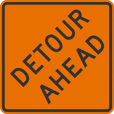 LYLE Detour Sign, 36x36 in, Aluminum, High-Intensity Prismatic - Detour Signs