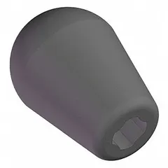 This self-threading tapered knob is made of plastic with a 1.38 in diameter. It fits 1/2", 3/8", and M10 threads. Used for manual adjustment and fastening in applications such as machine guards, jigs, and fixtures where frequent hand tightening is required.