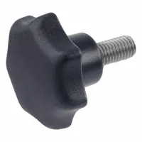 JW WINCO Plastic Hand Knobs w/Stainless Stud; Plastic Star Knobs w/Stainless Stud: 7 Point (MPN 6336.5-ST-25-M5-25)
