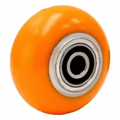 This HAMILTON caster wheel features a polyurethane tread on an aluminum core with an Ergo-Tech™ tread shape. With a 5 in diameter, 2 in width, and 600 lb load rating, it is suited for industrial carts, dollies, and light-duty material handling equipment where low rolling resistance and floor protection are required.