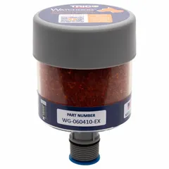 Desiccant breather for extreme-humidity environments, filtering moisture and particles from air entering industrial equipment such as hydraulic reservoirs and gearboxes. Features 1" BSPT male thread, 4 1/8 in diameter, and 3 micron particle filtration. Compatible with BSPP/BSPT/NPT ports.