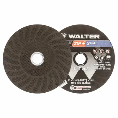WALTER SURFACE TECHNOLOGIES Abrasive Cut-Off Wheel: Type 1, 6" x 1/16" x 7/8" - General Purpose Cut-Off Wheels for Carbon & Stainless Steel