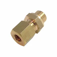 This LEGRIS compression fitting is a standard sleeve brass coupling for joining tubes of 16 mm and 12 mm outer diameters. It uses a metric compression connection to create a leak-tight seal in pneumatic and fluid handling systems