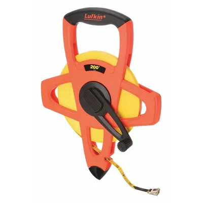 CRESCENT LUFKIN Long Tape Measure: Manual, FE200, SAE, 200 ft, 1/8 in, Plastic with Grip - Open-Reel Long Tape Measures