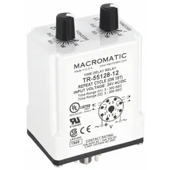 Socket-mounted time delay relay with 8 pins, rated for 24V AC/DC and 10 A. Used in industrial control panels, automation systems, and HVAC equipment to delay or sequence electrical operations in timing circuits.