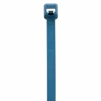 Metal-detectable cable tie for applications where contamination detection is required. Blue, 0.19 in width, 11 1/2 in length, maximum bundle diameter 3 in. Not for outdoor use. Pack of 100