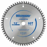 WESTWARD Circular Saw Blade: 12 in Blade Dia., 60 Teeth, 0.1 in Cut Wd, 1 in Arbor Size, Combo