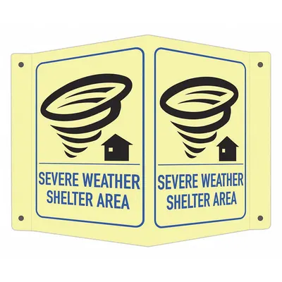 LYLE Emergency Sign: Aluminum, Mounting Holes Sign Mounting - V-Shape Projection Severe Weather Shelter Signs