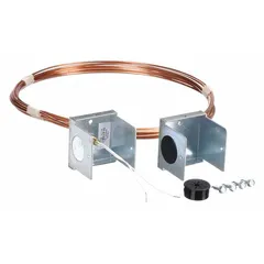 Hardwired duct temperature sensor with metal conduit box housing for duct-mount installation. Provides averaging measurement with ±0.34°F accuracy over a -50°F to 220°F range. Includes two hex-head self-drilling screws. Suitable for use in building automation systems to monitor air temperature in HVAC ducts.