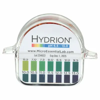 HYDRION Test Kit: 0 pH to 13 pH, 0.5 pH Resolution, 15 ft Overall Lg, 1/4 in Overall Wd - High Precision pH Papers