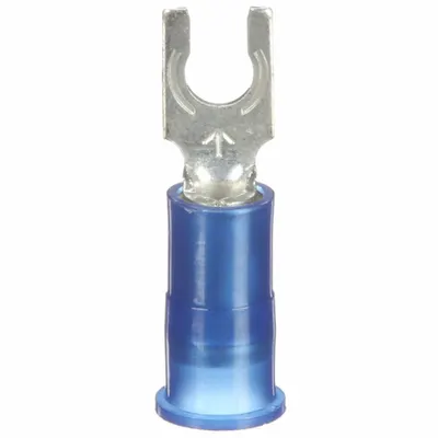 3M Fork Terminals: Blue, Nylon, #6 Stud Size, 16 AWG – 14 AWG Wire Range - Insulated Fork Terminals