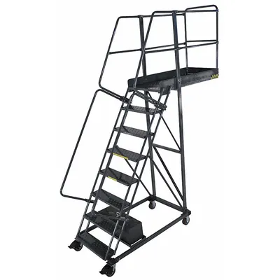 BALLYMORE Rolling Cantilever Ladder: 6.7 ft Platform Ht, Unassembled, Locking Casters - Unsupported Cantilever Ladders