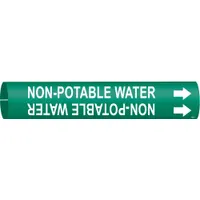 Pipe Marker: Non-Potable Water, Green, White, Fits 4 to 6 in Pipe O.D., 1 Pipe Markers, With Arrows (MPN 4351-D)