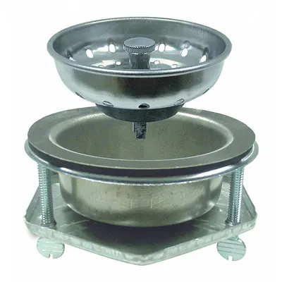 KISSLER Strainer: Stainless Steel, Chrome, 3 in Overall Ht, 3 in Overall Dia - Sink Drains with Basket Strainer without Tailpiece