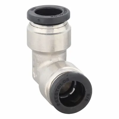 PARKER Push-Fit Elbow Fitting: 3/8 in OD x 3/8 in OD Size, Push-to-Connect x Push-to-Connect - Nickel-Plated Brass Tube Fittings