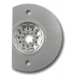 Starlock mounted blade with long cutting geometry, made from high speed steel. Overall length 3 3/8 in. For cutting plastic materials in fabrication and maintenance tasks.