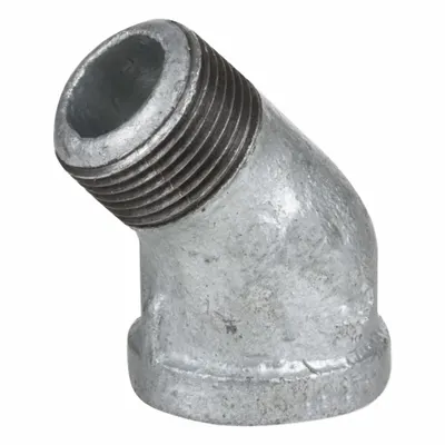 USA INDUSTRIALS 45° Malleable Iron Pipe Elbow with PTFE Thread Sealant - Low-Pressure Threaded Pipe Fittings with Thread Sealant