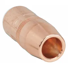 Standard-duty, self-insulated copper nozzle for MIG welding torches. Conical shape with 5/8 in size and 1/4 in recess for use with Centerfire contact tips. Directs shielding gas and protects the tip from spatter.