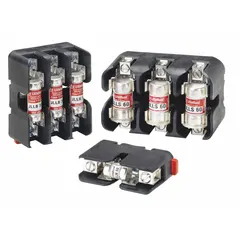 This LITTELFUSE fuse block is a 3-pole, open block design rated for 600 V AC. It features box lug terminals and non-indicating operation. Designed for use with UL Class T fuses, it is suitable for industrial power distribution, motor control centers, and panel boards.