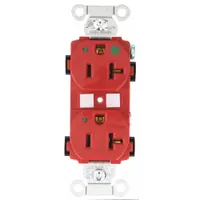 BRYANT Receptacle: Hospital Grade Fed. Spec., Duplex, 5-20R, Red, 125V AC, 20 A, 2 Pole / 3 Wire (MPN 8300HBREDL)