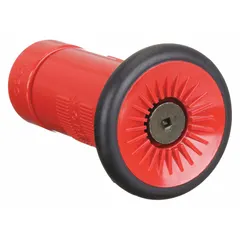 This constant-pressure (automatic) fog nozzle is constructed with a polycarbonate body and a rigid NPSH base. It delivers a solid stream and activates by twist. Suitable for firefighting and industrial water-delivery applications requiring consistent flow control.