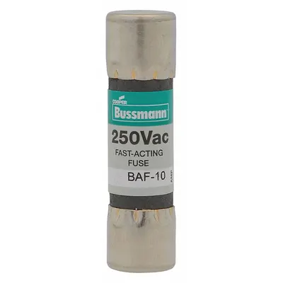 BUSSMANN Fuse: BAF Series, Midget, Fast-Acting, 2 A, 250 V AC, 13/32 in x 1 1/2 in - Fast-Acting Cylindrical Fuses