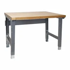 This open-base workstation from LYON features a hardwood top measuring 60 inches by 30 inches in a gray finish. With an overall load capacity of 5,000 lb, it is suited for heavy-duty tasks in industrial workshops, assembly lines, and maintenance facilities. The hardwood surface provides a durable work area for precision tasks, metalworking, and assembly operations.