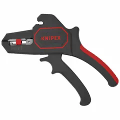 Steel wire stripper with angled head and standard cushion grip. Automatically strips stranded wire from 24 AWG to 10 AWG. Overall length 7 in. Suitable for electrical panel work, control wiring, and general maintenance.