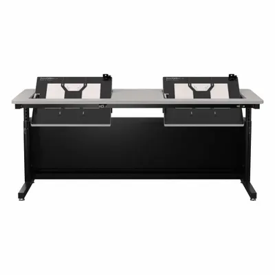 VERSADESK Standing Desk: Gray, Wood, 60 in Overall Wd, 30 in Overall Dp, 36 in Max Desktop Ht - Manual Adjustable-Height Desks
