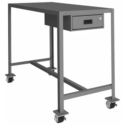 DURHAM MFG Work Table: Fixed Ht, Steel, 48 in x 24 in - Steel-Top Mobile Worktables