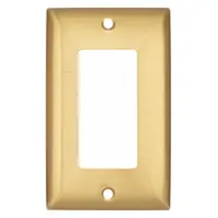 HUBBELL Wall Plate: Decorator-Rocker, 1 Gang, Brass, Std Size (MPN SB26)