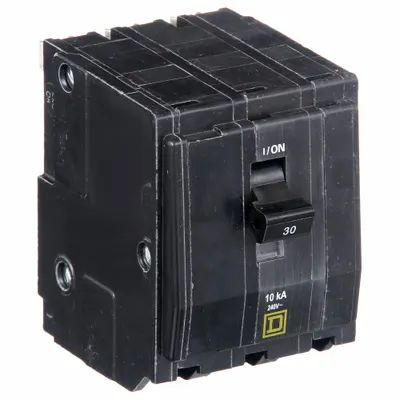 SQUARE D Miniature Circuit Breaker: 30 A, 120/240V AC, Three Phase, 10kA at 120/240V AC - QO Series, Plug-In Square D Miniature Circuit Breakers