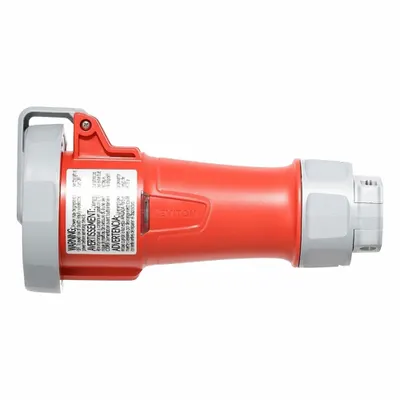 LEVITON Pin and Sleeve Connector: Red, 480V AC, Three Phase, 30 A, 3 Pole, 4 Wire - Washdown-Rated Connectors