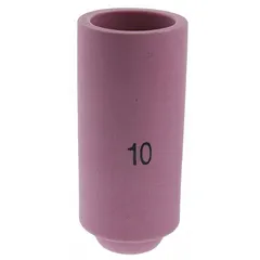 Standard alumina nozzle for plasma cutting and welding. Directs and focuses the plasma arc for precise cutting of conductive metals. Suitable for industrial fabrication, automotive repair, and metalworking shops. Sold in a pack of 10.