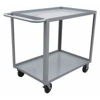 APPROVED VENDOR Utility Cart: 1,200 lb, 36 in L x 24 in W Shelf, 2 Shelves, Gray, Flat
