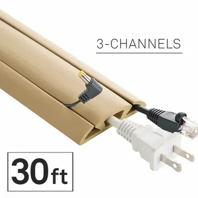 ELECTRIDUCT Cable protector: 3 Channels, 2 5/8 in Overall Wd, 5/8 in Overall Ht, 30 ft Lg - Flexible Rubber Cable Floor Covers