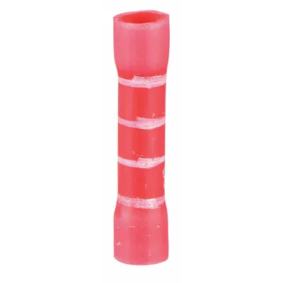 STA-KON Butt Splice Connector: Red, Vinyl, For Wire Size 22 AWG – 18 AWG, 600 V - Insulated Butt Splice Connectors